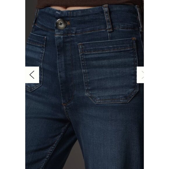 Maeve Anthropologie JeanS Women 32 TALL Colette High Rise Wide Leg Dark Denim - Picture 14 of 16